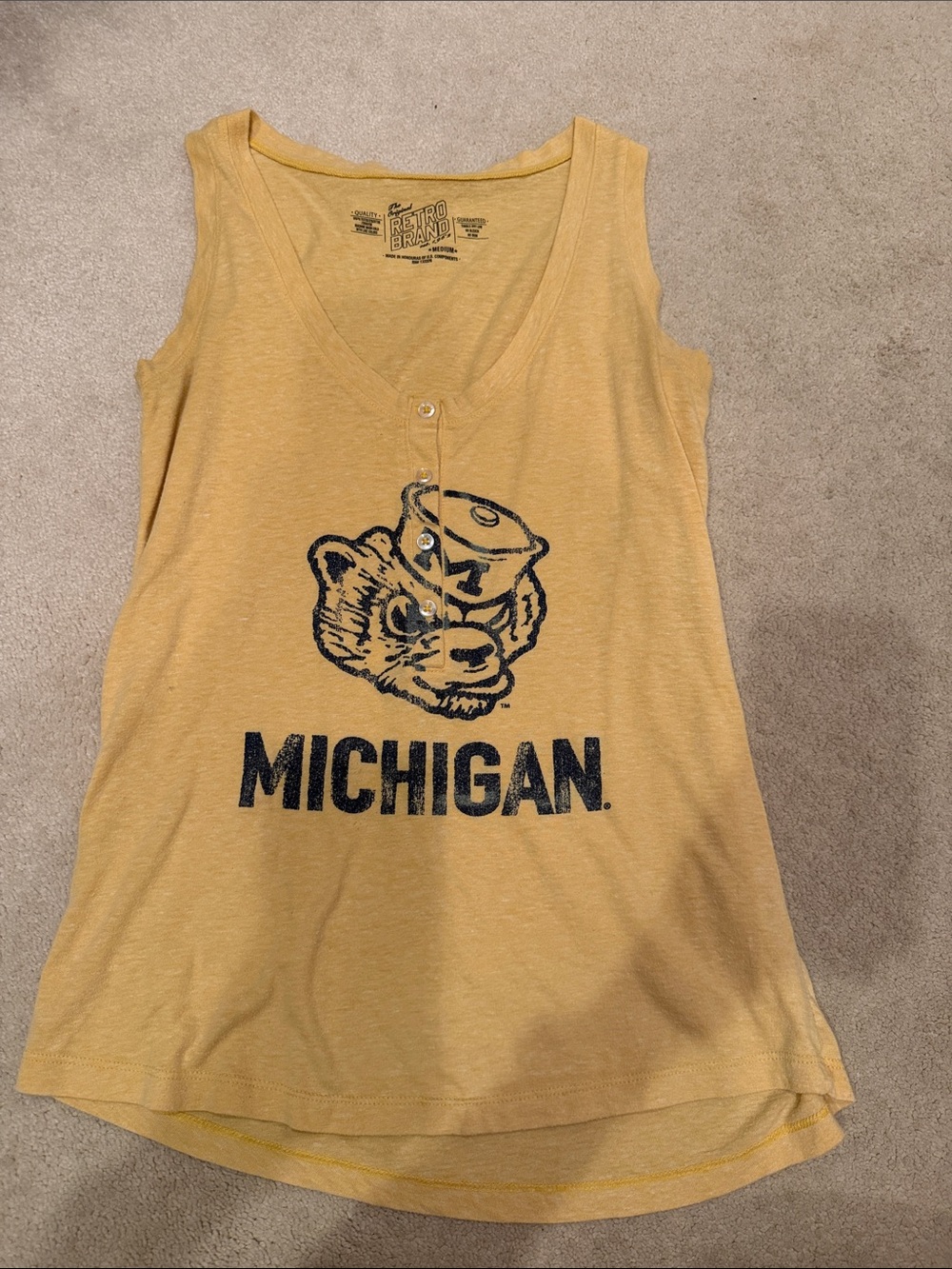 Michigan Vintage-Style Gold Tank Top